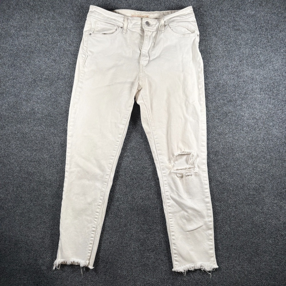 Levi's 721 Skinny Ankle Jeans Womens 32x24 White Denim Cotton Distressed Raw Hem
